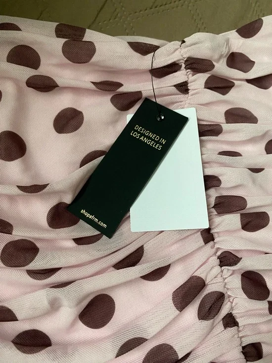 NWT - AFRM Tolia Printed Ruched Off the Shoulder Mesh Minidress / XL - Picture 4 of 6